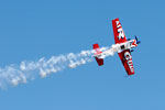 An Air National Guard aerobatic airplane showing off during Seafair in Seattle, WA.
