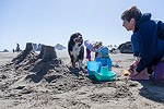 Making sand castles on the beach.  Even Charlie joined in on the fun.