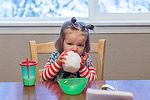 Since she liked the snow ball so much, we brought it inside so she could keep eating it.  