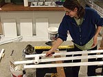 Gus was quite interested in the roller while Brooke was painting window and door trim.