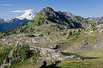 By the time we left camp, the clouds had cleared out leaving us a nice clear blue sky and great views.  There's Mt. Baker in the distance.