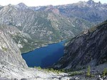 Looking down on Colchuck Lake as we got close to the top of Aasgard Pass.