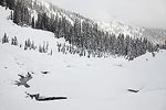 This is Source Lake, mostly frozen over and covered with snow.  It's not a big lake.