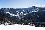 The view of Steven's Pass ski area across Highway 2.