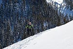 After skiing/snowshoeing down into the valley, we headed up the next ridge.