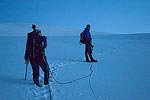 We started out following the tracks of a large group that had passed by Saturday evening while we were making dinner.  We stopped every so often to take a look around and enjoy the view that got better by the minute as we got higher and the sky got brighter.