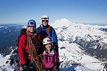 Me, Brooke, and Steve with Mt. Baker behind us.  Another group of three had been coming up behind us and reached the summit a few minutes after we did.  It was good timing since we had someone to take our group photo.