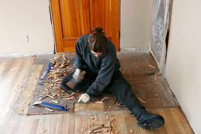 Removing Parquet Flooring, How To Remove Tile Adhesive From Hardwood Floors